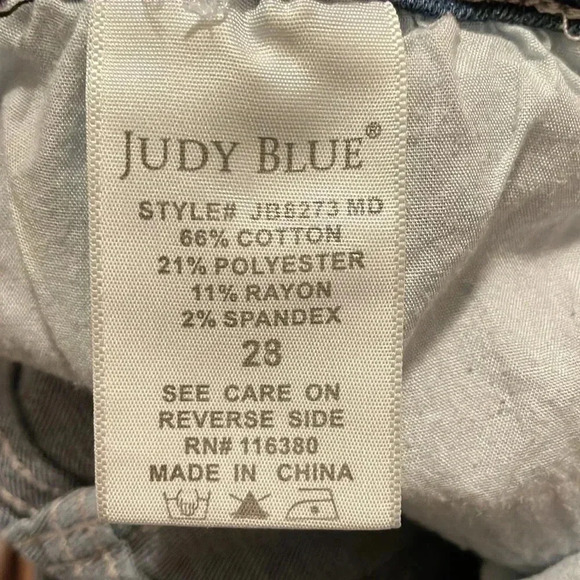 Judy Blue Relaxed Fit Distressed Jeans Mid Rise Med Blue Wash Denim Women Sz 28 - Picture 10 of 10